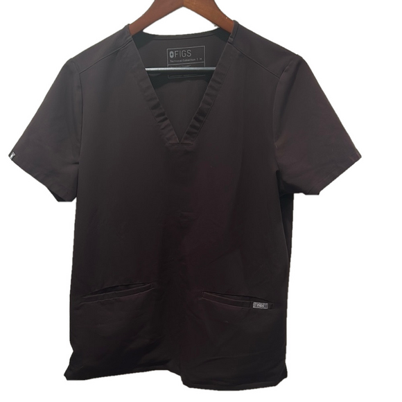 Figs Tops - Figs SCRUB top technical collection women’s brown V-Neck Scrub Top size M GUC